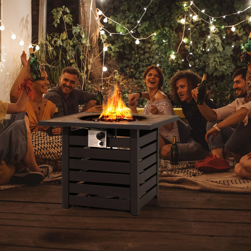 32" Outdoor Square Firepit with Waterproof Cover