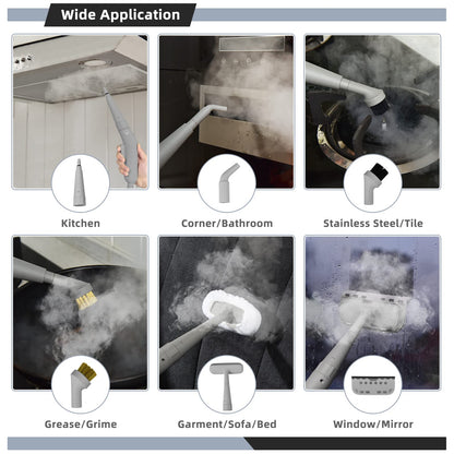 Handheld Multipurpose Steam Cleaner for Garment Windows Tires 10 Piece Accessory Set