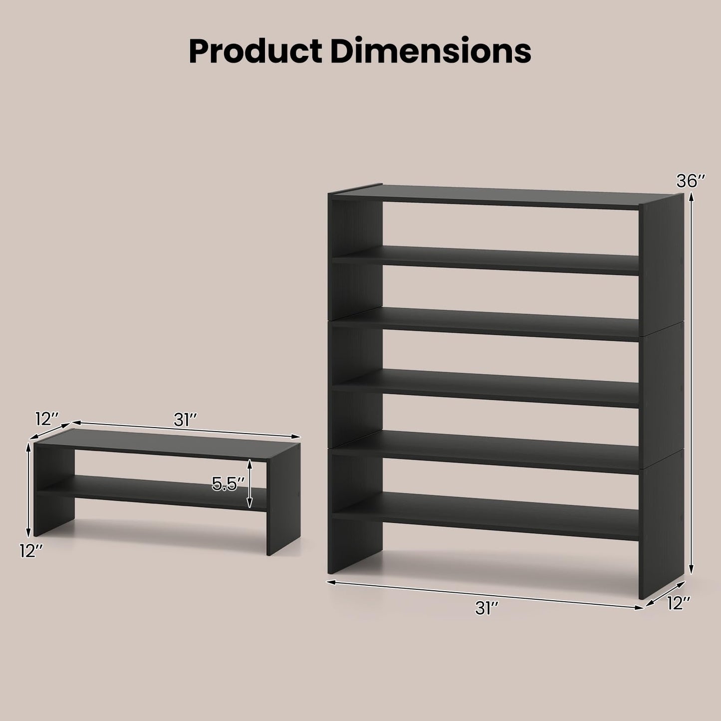 Extra Wide Shoe Shelf Organizer with Stackable Design