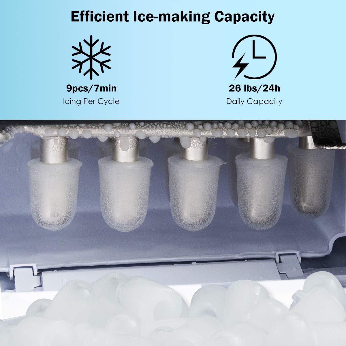 Countertop Ice Maker with Ice Scoop and Basket