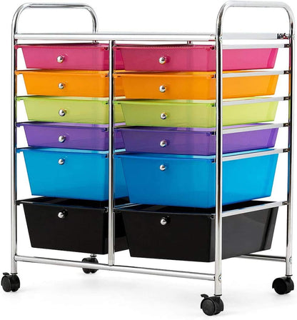 12-Drawer Rolling Storage Cart 12 Drawer Organizer Trolley