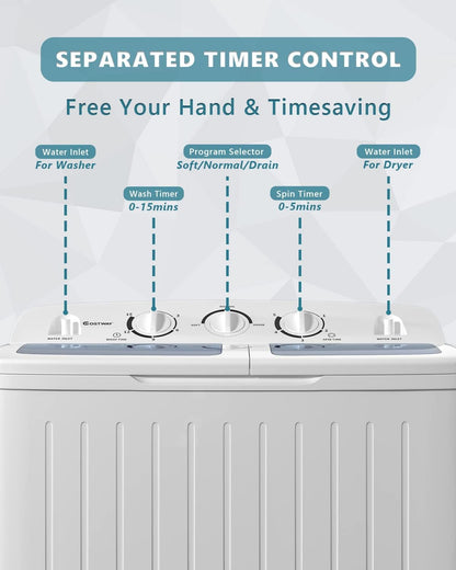 ARLIME Portable Washing Machine, 20lbs Mini Twin Tub Washing Machine