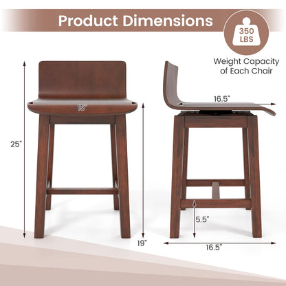 Swivel Solid Wood Dining Stools Set of 2/4 for Kitchen Island