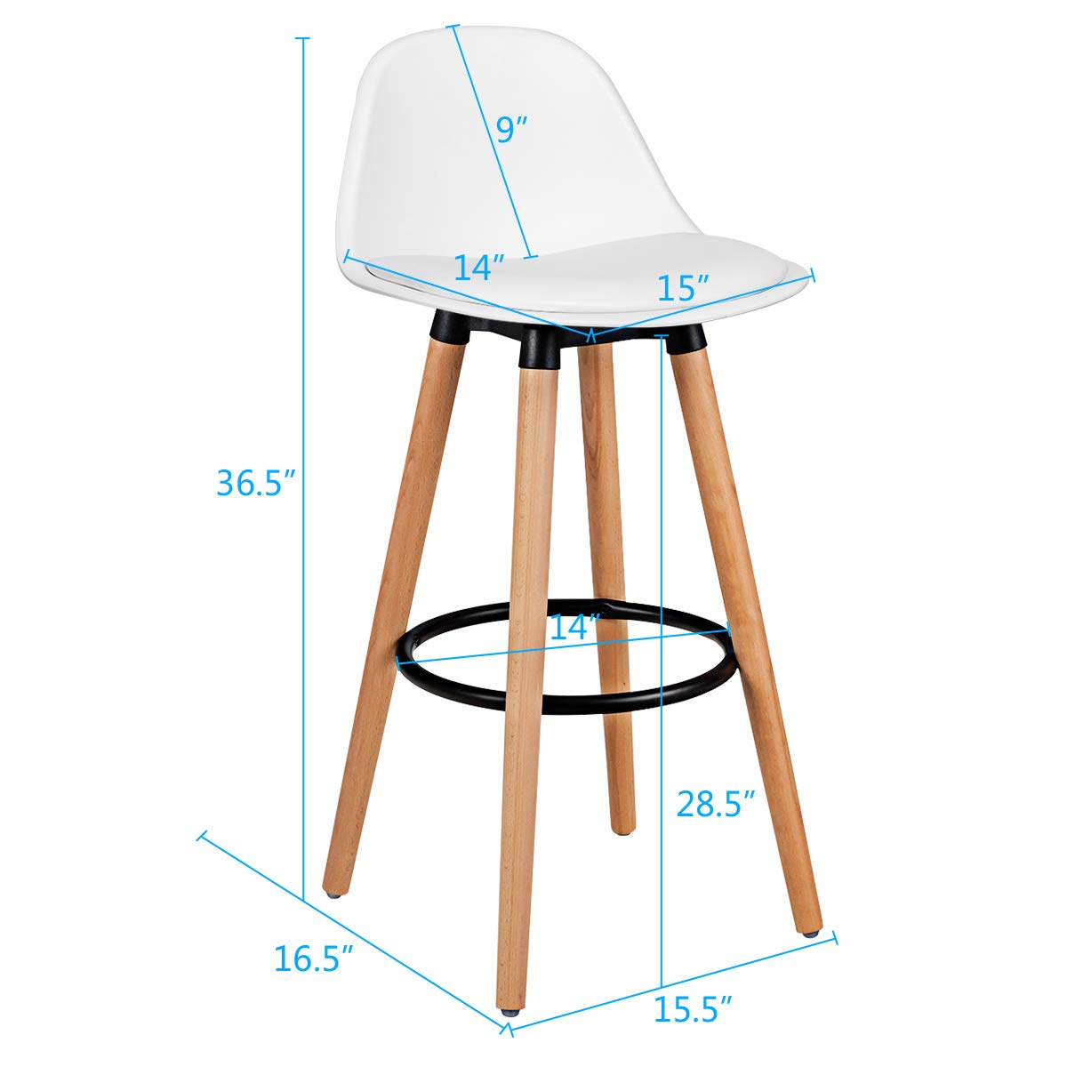 Bar Stools Set of 2/4 Modern Armless Kitchen Stool