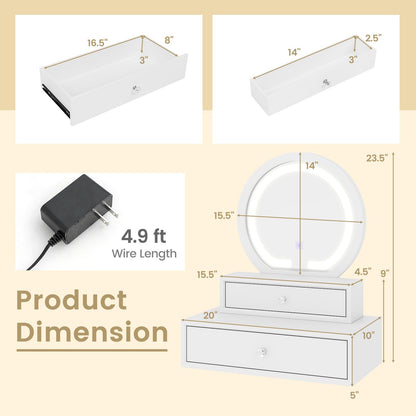 Modern Desktop Makeup Mirror with 2 Storage Drawers
