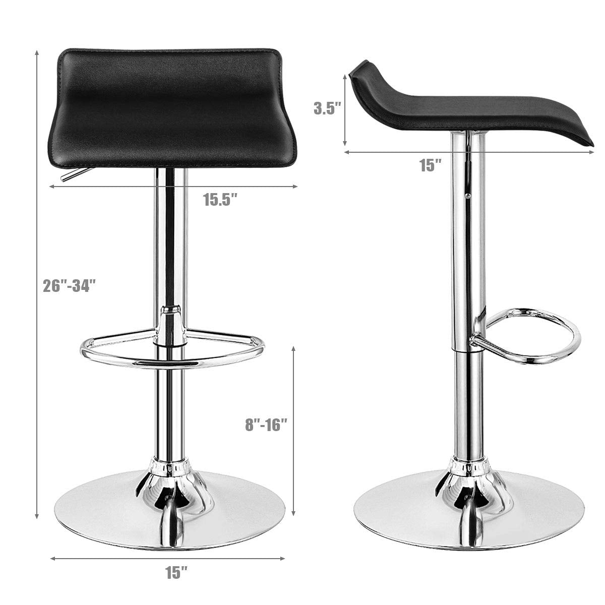 Bar Stools Set of 2 Modern Swivel Contemporary barstools with Adjustable Height