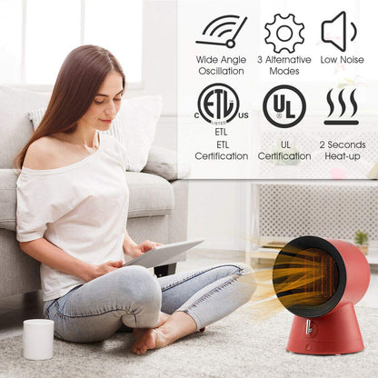 2 in 1 Mini Electric Space Heater Cooling Fan 3 Modes 1500W Small Portable Ceramic Heater