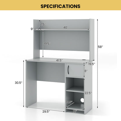 Computer Desk with Hutch Home Office Desk with Adjustable Shelf