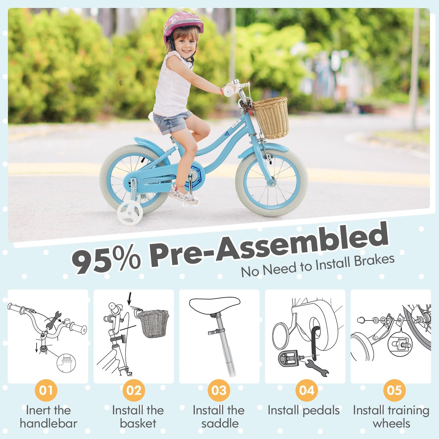 Kids Bike 14 16 18 Inch Toddler Bike with Training Wheels