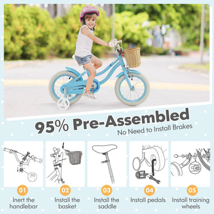 Kids Bike 14 16 18 Inch Toddler Bike with Training Wheels