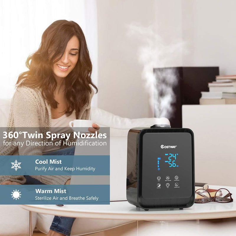 Ultrasonic Air Humidifier, 4.5L/1.2 Gallon, Warm and Cool Mist Humidifier, Whisper-quiet Operation (Black)