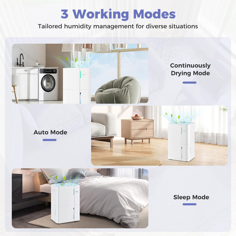 96 Pints Dehumidifier for Basement with 24H Timer