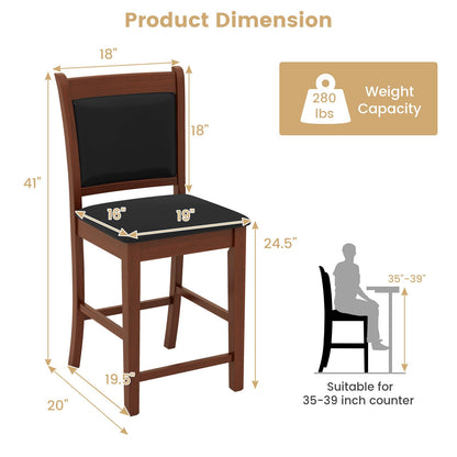 Upholstered Counter Stool Bar Stools Set of 2/4 with Solid Rubber Wood Frame