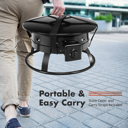 Gas Fire Pit Outdoor Portable Propane Fire Bowl, ARLIME Gas Fire Pit Bowl 19"