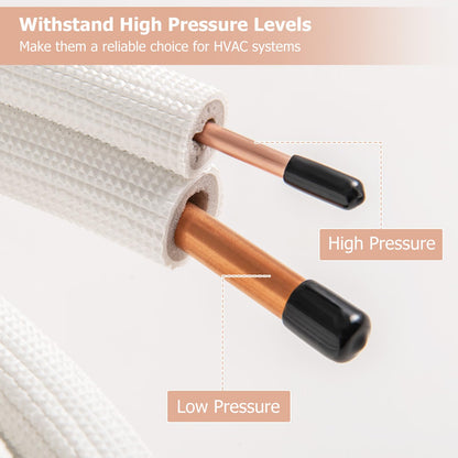 1/4” & 1/2” O.D. Copper Pipes Tubing with 3-Layer Insulation ( 50 Ft )