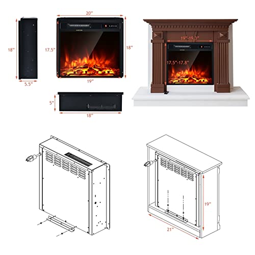 ARLIME 18"/ 25"/ 28" Electric Fireplace Inserts, 1500W Freestanding & Recessed Fireplace