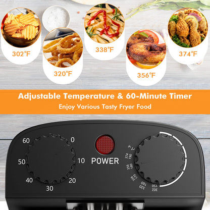 Deep Fryer with Basket, 3.2Qt Stainless Steel Electric Oil Fryer w/Adjustable Temperature, Timer