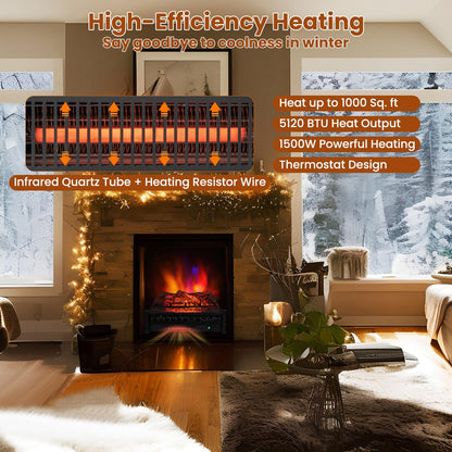 26 Inch Electric Fireplace Log Set Heater, Fireplace Insert Log Heater with Remote Control