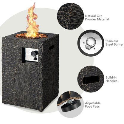Fire Pit for Outside 16’’Gas Fireplaces 30,000 BTU Electronic Ignition Square with Lava Rocks