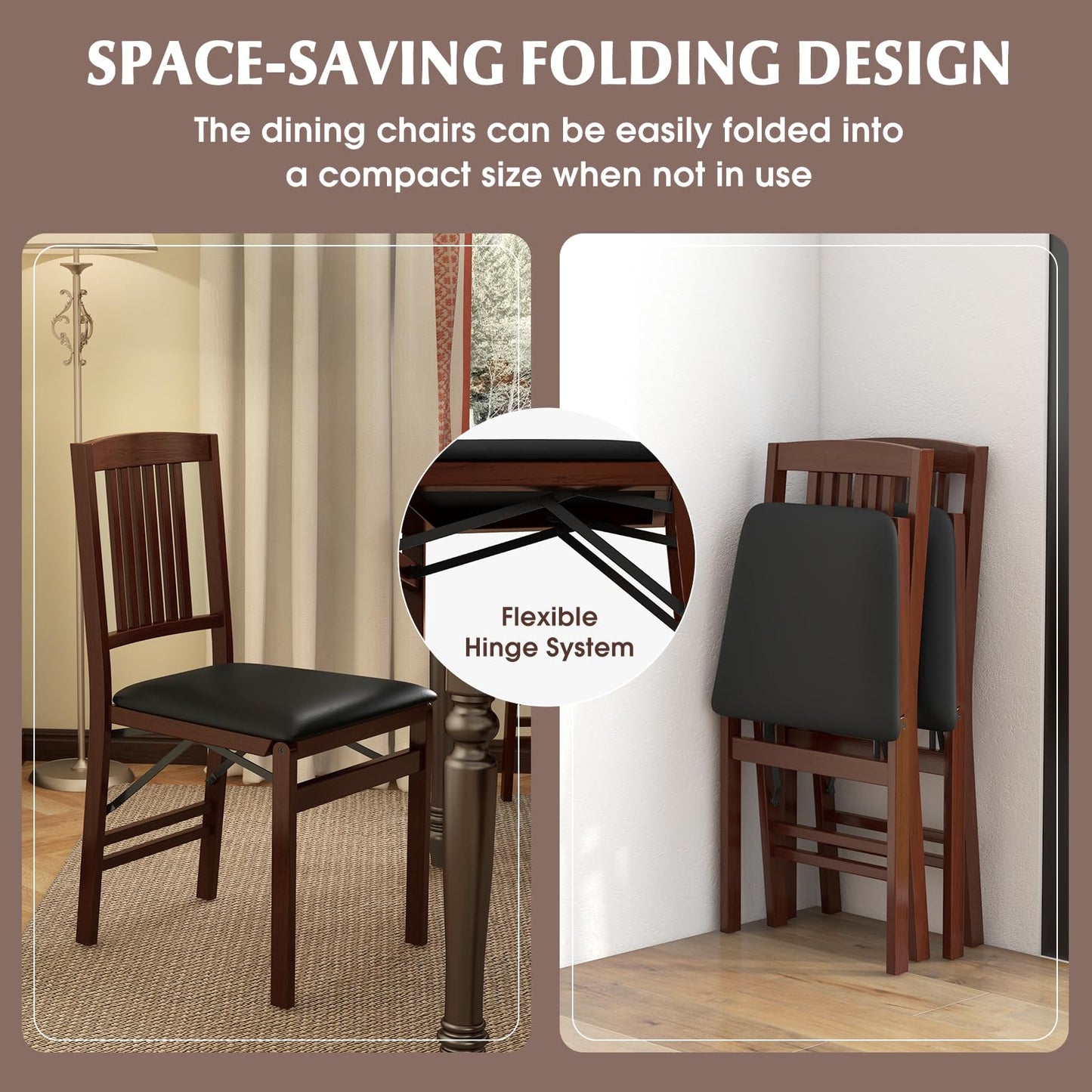 Wooden Kitchen Side Chairs w/Padded Seat for Dining Room