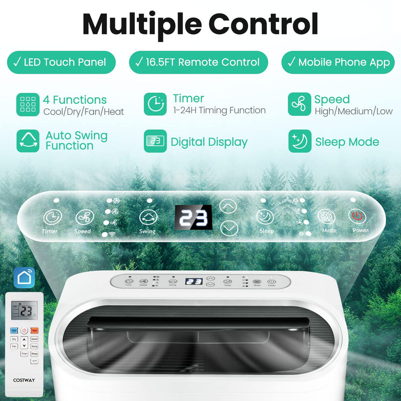 Portable Air Conditioner, 14000 BTU 4 in 1 AC Unit with Cool, Fan, Heat & Dehumidifier