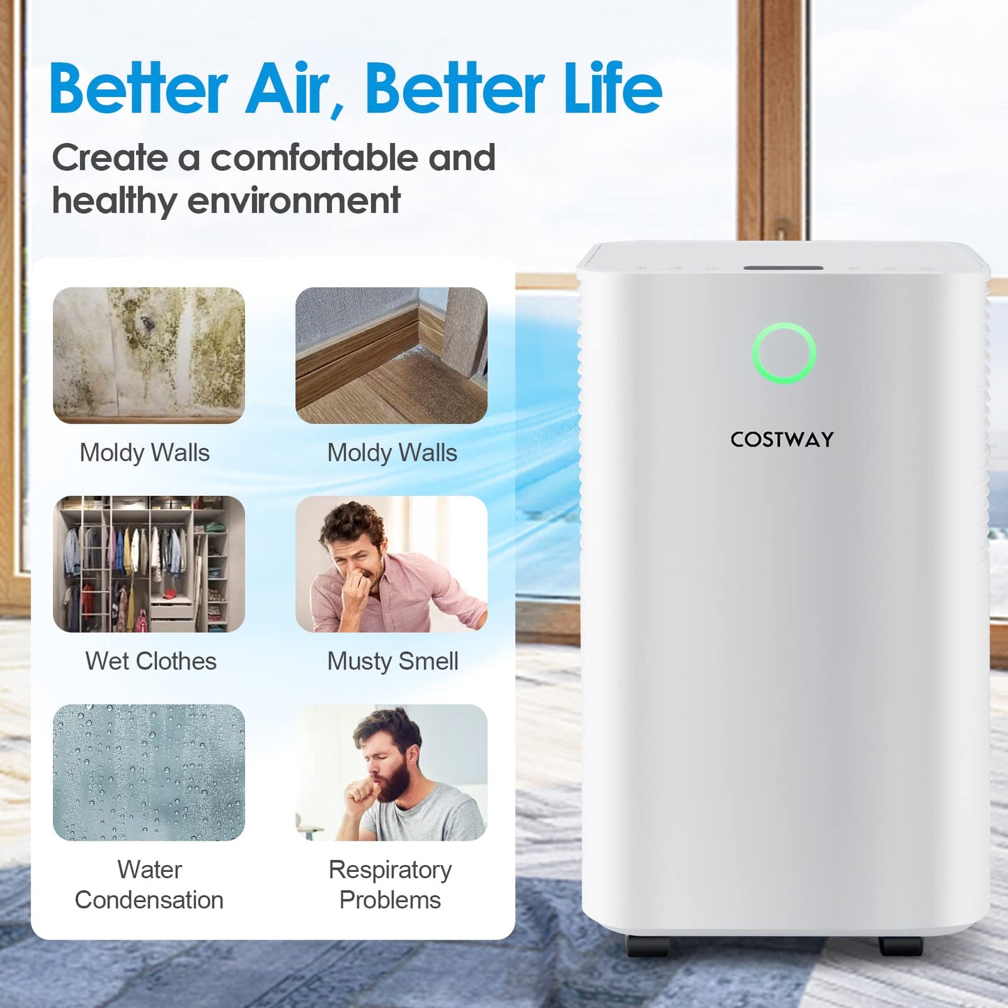 Dehumidifier for Home and Basement, 2000 Sq. Ft Dehumidifier with 3 Modes, 2 Speeds