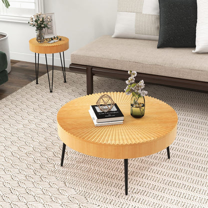 Farmhouse Round Coffee Table Set of 2 for Living Room