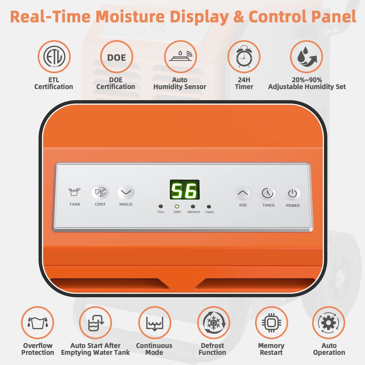 140 pints Commercial Dehumidifier, Industrial Dehumidifier with 1.45 Gallon Water Tank & Drainage Pipe