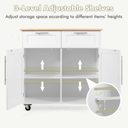 Kitchen Island Cart on Wheels with Side Towel Bar