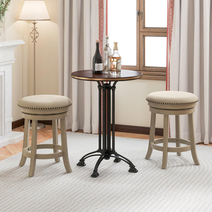 360° Swivel Bar Stools Set of 2/4 24/26.5-inch Height Upholstered Round Barstools