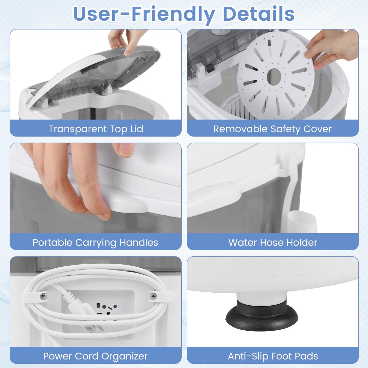 Portable Washing Machine, Mini Washer and Dryer Combo w/ 5.5lbs Washing Capacity, Spin Cycle Basket