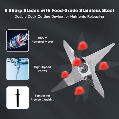 Professional Countertop Blender 6 Pre-Setting Programs & 10 Speed Control