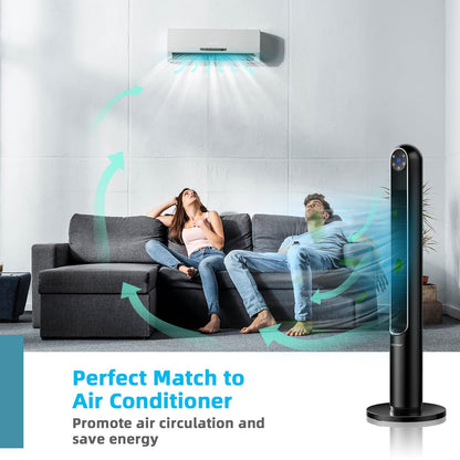 Tower Fan, 42-Inch Portable 80 Degrees Oscillating Fan with Remote, 3 Wind Modes, Smart Control Panel