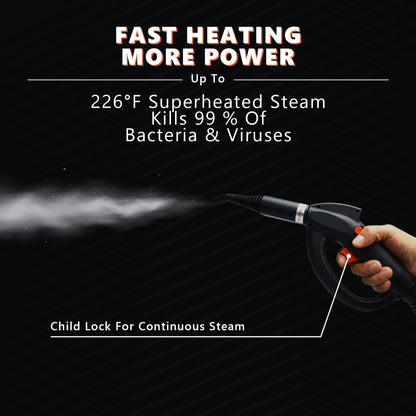 ARLIME Multi-Purpose Steam Cleaner with 19 Accessories, Household Rolling Steamer Cleaning Mop