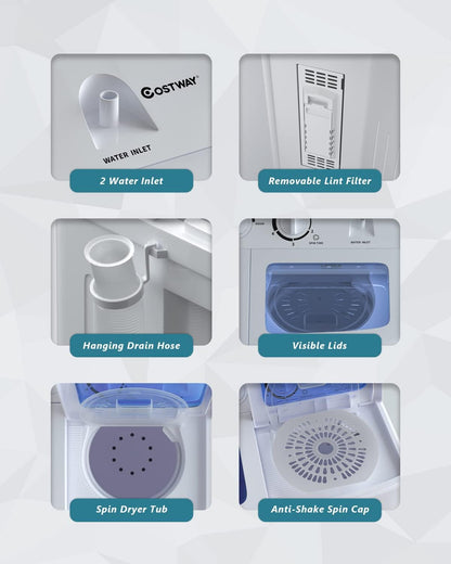 ARLIME Portable Washing Machine, 20lbs Mini Twin Tub Washing Machine