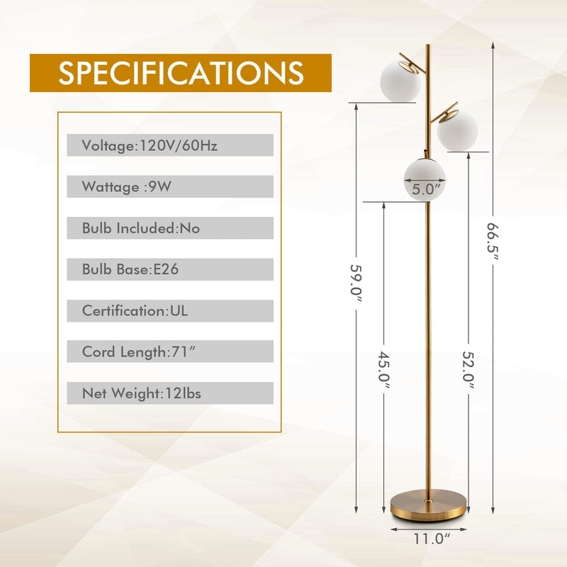 ARLIME 3-Globe Floor Lamp