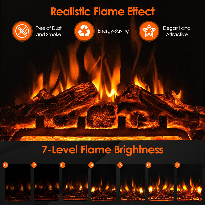 ARLIME 20 Inches Electric Fireplace Inserts 5100 BTU Recessed Freestanding Fireplace