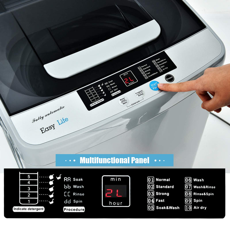 Portable Washing Machine, 2-in-1 Laundry Washer and Spin Combo with 10 Programs, 8.8lbs Capacity