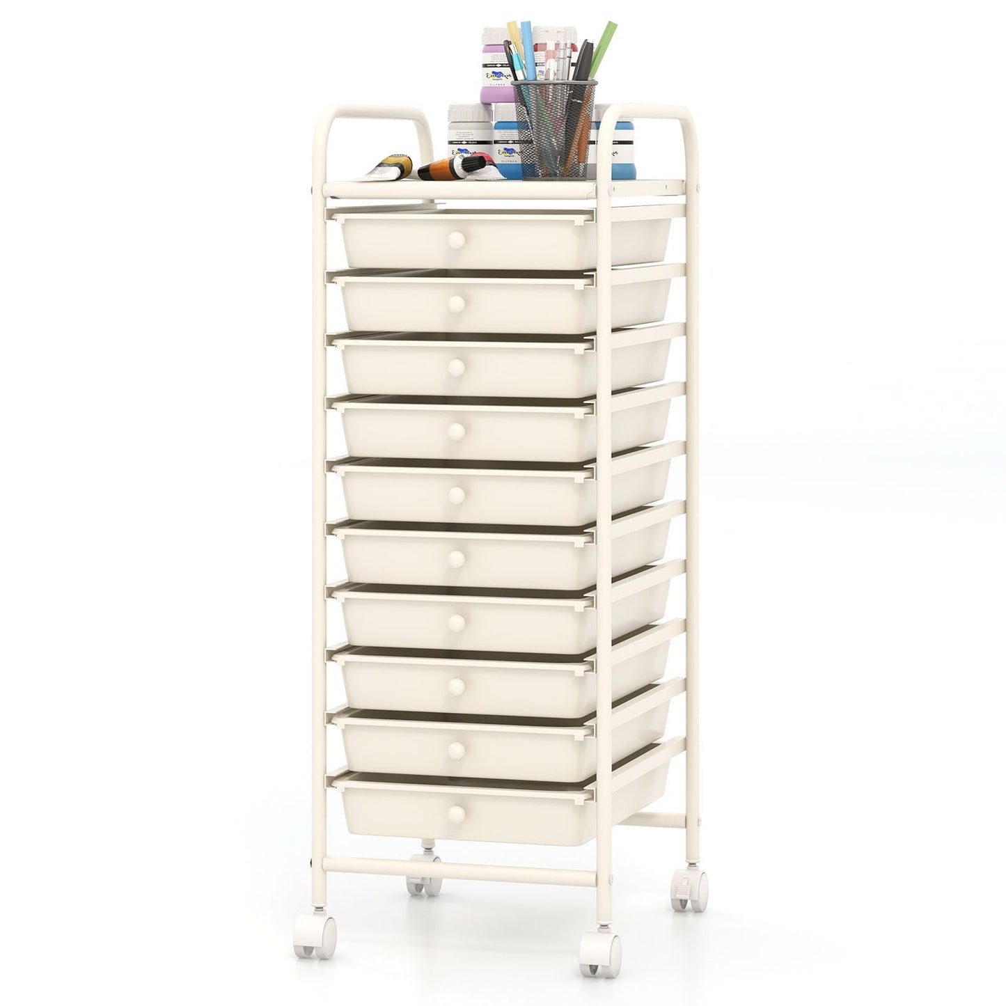 ARLIME 10-Drawer Storage Cart, 10 Drawer Trolley, Rolling Organizer Cart