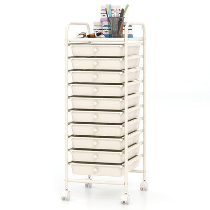 ARLIME 10-Drawer Storage Cart, 10 Drawer Trolley, Rolling Organizer Cart