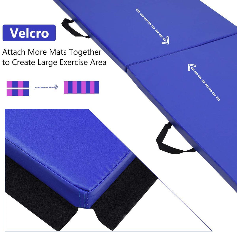 ARLIME 2" Thick Exercise Mat, 2-Fold Folding Gymnastics Mat with Carrying Handles