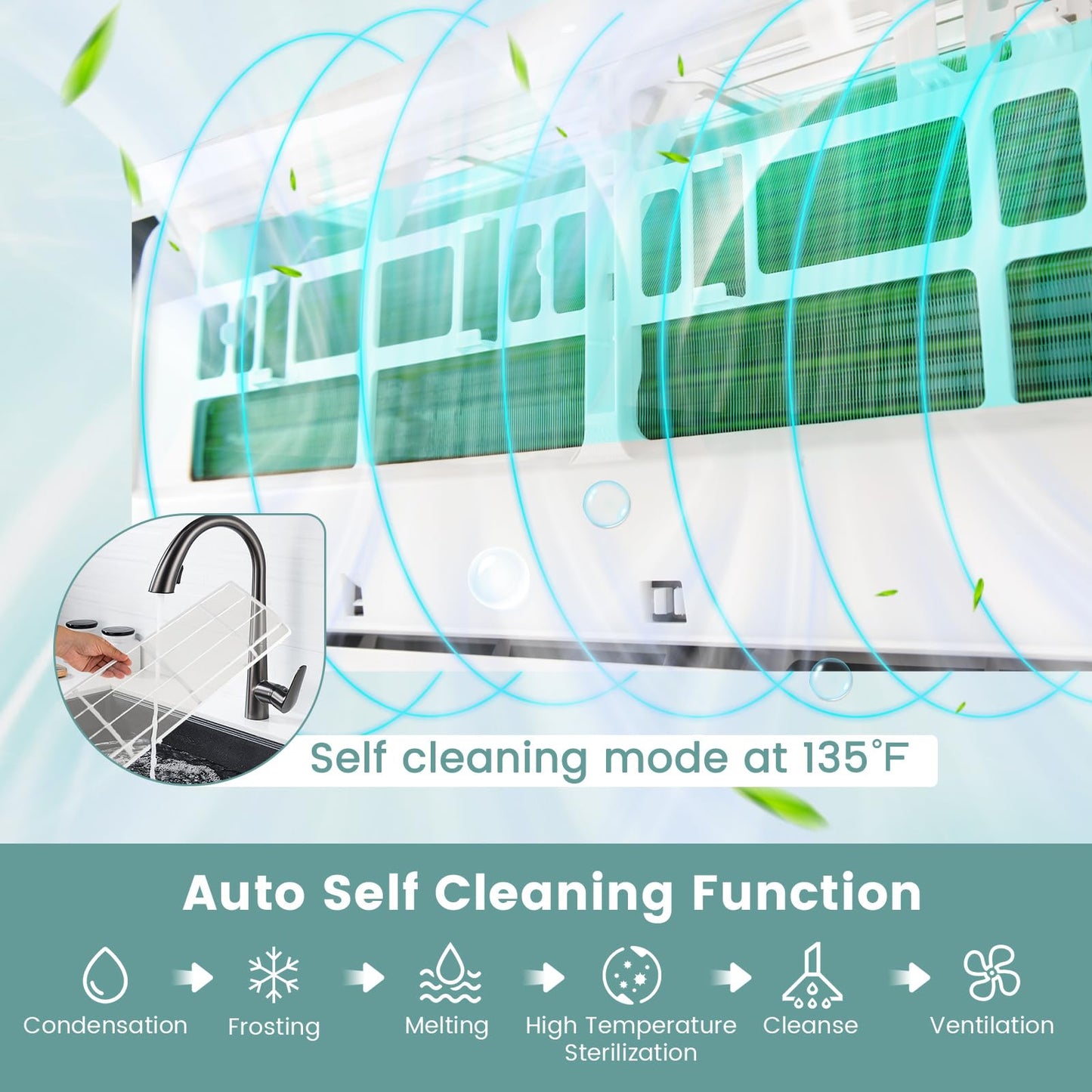 ARLIME Mini Split AC/Heating System, 18000 BTU 21 SEER2 Energy Saving Split Air Conditioner