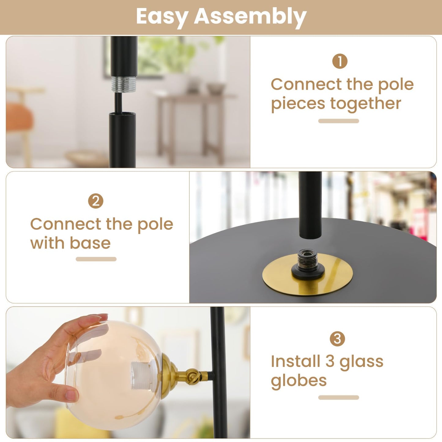 ARLIME Modern Mid-Century Floor Lamp, 64" Tall Floor Lamp