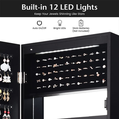 12 LEDs Mirror Jewelry Cabinet with 53.5” Full Length Mirror & Large Storage Capacity