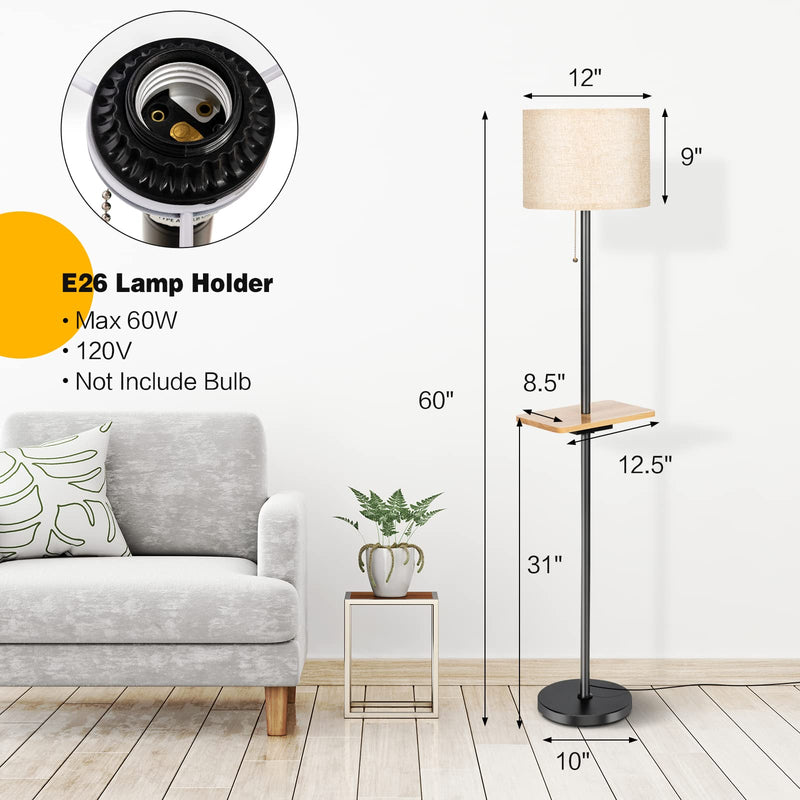 ARLIME Modern Floor Lamp with Tray Table