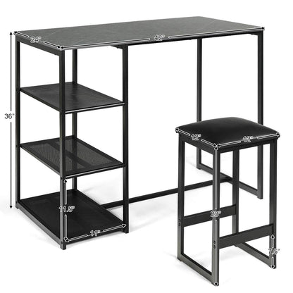 3 Piece Dining Set with Rectangular Faux Marble