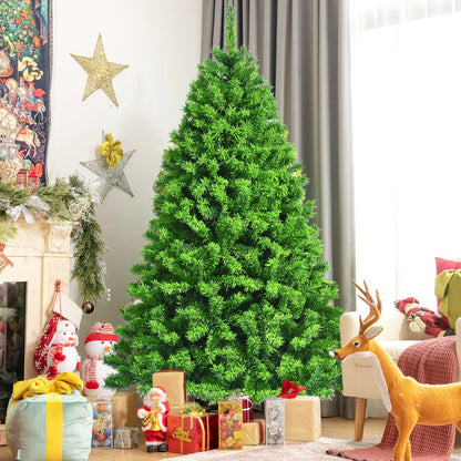 6.5Ft Artificial Christmas Tree Realistic Snow Flocked Hinged Pine Tree with Solid Metal Stand