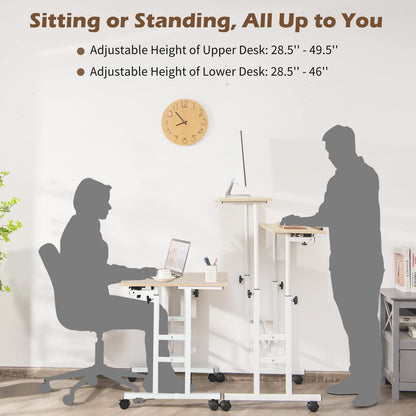 Mobile Standing Desk with Wheels for Home & Office