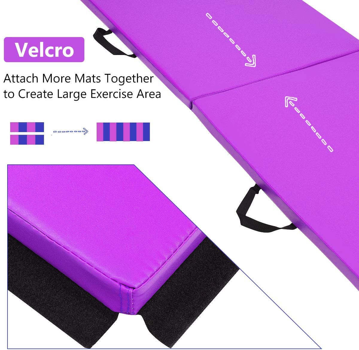 ARLIME 2" Thick Exercise Mat, 2-Fold Folding Gymnastics Mat with Carrying Handles