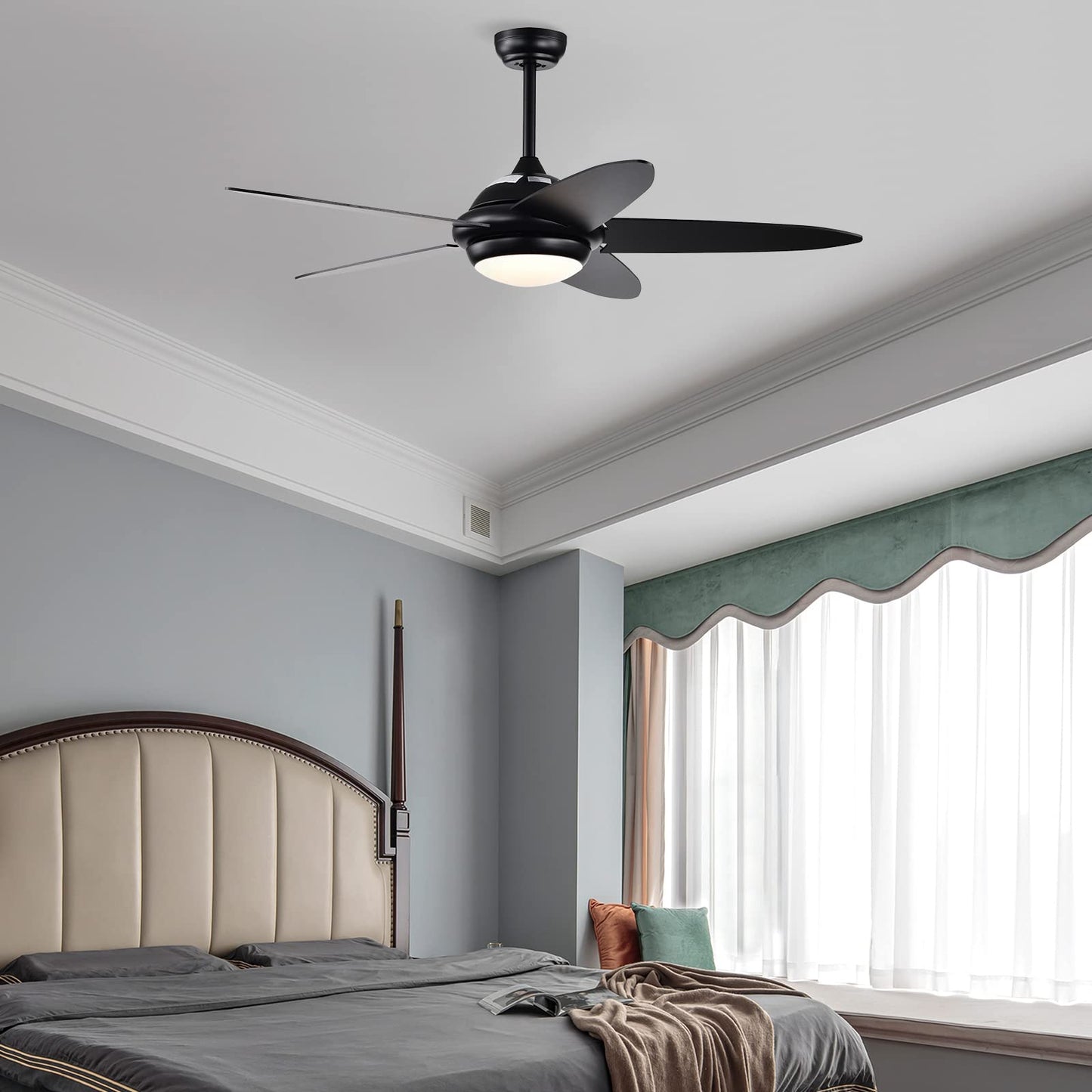 52 Inch Ceiling Fan with Lights, Indoor Modern LED Ceiling Fan, Remote Control